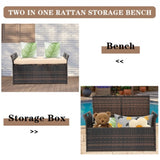 ZNTS 106*52*46cm Iron Frame Can Accommodate Brown Gradient Footstool Locker Rattan Locker 57830251