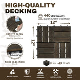 Acacia Wood Interlocking Deck Tiles Checker Pattern, 30 PCS 12" x 12" Dark Brown Square Acacia W2391P287689