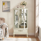 Curio Cabinet Lighted Glass Cabinet Glass Wine Cabinet Curio Display Cabinet with Adjustable Glass W2275P199815