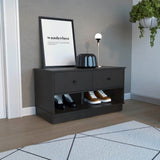Uranus Storage Bench, Two Drawers, Two Open Shelves, Black B097133194