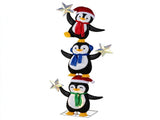 6 FT Pre-Lit Christmas Penguin Trio Decoration, 3 Cute Penguins with Iridescent Stars, Cold White 03911702