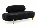 With Backrest, Gold Legs, Chenille Waiting Chair, 140*50*80cm, Black 28082880