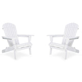 Wood Lounge Patio Chair for Garden Outdoor Wooden Folding Embossed Adirondack Chair Set of 2 Solid W1390P277608