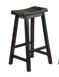 ZNTS Black Finish 29-inch Bar Height Stools Set of 2pc Saddle Seat Solid Wood Casual Dining Home B01151976