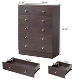 ZNTS Modern Simple 6-Drawer Dresser Brown 72602814