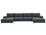 280*130*85 U-Shaped 4-Seat Linen Seat Frame Wooden Frame Back Iron Frame Silver Feet Indoor Modular 62447468