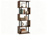 5-Tier S-Shaped Bookshelf, Modern Geometric Freestanding Display Shelf with Heavy-Duty Metal Frame, 34235472
