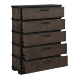 Two-Tone Brown Black Finish Drawers Chest 1pc Modern Industrial Design Bedroom Furniture B011P242393
