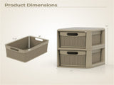 2-Drawer PP Storage Organizer Wicker Style Narrow Cabinet for Home Office 09536706