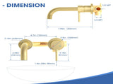 Wall Mount Faucet for Bathroom Sink or Bathtub, Single Handle 2 Holes Brass Rough-in Valve Included, T3177P269104