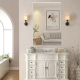 48"x32" Oversized Modern Rectangle Bathroom Mirror with White Frame Decorative Large Wall Mirrors W708P146111