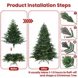 Artificial 6.5ft Green Christmas Tree with 2225 PE/PVC Mixed Branch Tips, Steel wire, Hinged Premium 33202423