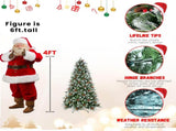 9FT Christmas Tree with 3750 Tips, Red Berries & Pine Cones Snow-Dusted PEPVC Branches, Hinged 10747901