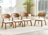 2 walnut colored solid wood dining chairs, white PU soft seat cushions, hollowed out backrests, and W1151P455539