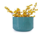 Handmade Ceramic Planter, 16 Inch Diameter, Teal Green with Textured Groove Pattern, for Monstera W3273P326368