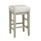 Transitional White Faux Leather Seat 24-inch Counter Height Stools Set of 2, White Finish Solid Wood B011P232132