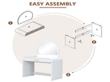 39" Makeup Vanity Table with Mirror Touch Screen Lighted Mirror, Dressing Table with Drawer for N704P196658K