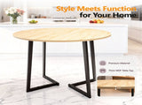 35.43 Inch Half Split Round Dining Table for 4-5 People, Industrial V-Shaped Bend Metal Legs Space 71727497