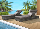 Outdoor Chaise Lounge Chair Set of 2 with Storage Patio Pool Chairs Tanning Lounges for W874P266307