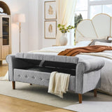 62" Bedroom Tufted Button Storage Bench, Modern Fabric Upholstered Ottoman, Window Bench, Rolled Arm W1853141520