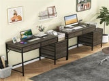 Home Office Dual Desktop Desk with 5 Storage Drawers, Powder-Coated Metal Frame Engineered Wood 15981882