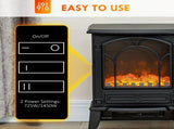 Electric Fireplace Freestanding Stove Heater with Realistic Flame 15.25"x9.5"x22.25" Black 39128660
