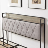Bed frame with charging station Queen size,Grey, 87.8'' L x 61.8'' W x 39.2'' H. W1162123746