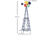 6.2ft Dark Blue 4-Blade Iron Windmill with 4-Leg Stand and Storage Shelf 23070968