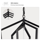 12-Light Farmhouse Kitchen Chandeliers, Matte Black and Sliver Vintage Rustic Cage Light Fixture W1592P210149