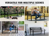 Outdoor Bench 46 in Metal Garden Bench 480 lbs Park Patio Yard Porch Bench 58980159