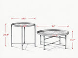 Gold Round Coffee Table Set with Hammered Tray Top & Metal Frame, Center Table for Living Room & 53686007