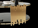 Modern minimalist light luxury style stainless steel circular coffee table, black tempered glass 38672474