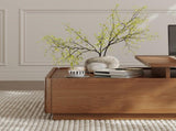 Luxury Walnut Wood Square Coffee Table with Large Hidden Storage, Expandable Tabletop Center Table W5909P533839