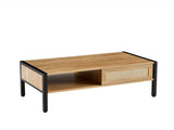 40.16" Rattan Coffee table, sliding door for storage, metal legs, Modern table for living room , W1265121739