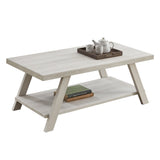 ZNTS Athens Contemporary Wood Shelf Coffee Table in White Finish T2574P164643