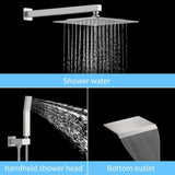 Rain Shower System Matte Black Tub Shower Faucet Set 10 Inch Square Rainfall Shower Head with T3177P269100