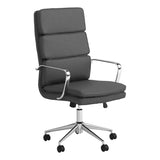 Grey and Chrome Upholstered Office Chair with Casters B062P145687