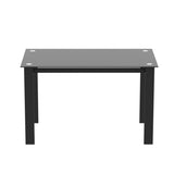 Modern tempered glass black dining, simple rectangular metal legs living room kitchen 98335290