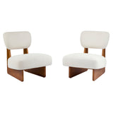 Modern Beige Lounge Chair with Polyester Upholstery, Sturdy Wood Base With Natural N767P241702N