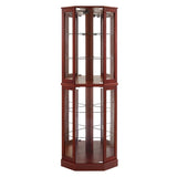 6 Shelf Corner Curio Display Cabinet with Lights, Mirrors and Adjustable Shelves, Cherry W1693P165027