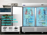 81" Commercial Refrigerator 72 Cu.ft with 3Solid Door Reach-In Refrigerators Stainless Steel ETL W2095P436608