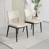 Modern minimalist white PU leather Dining Chairs Set of 2, comfortable backrest design, metal leg W1727P251121