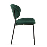 Dark Green Boucle Fabric Dining Chairs Set of 2,Dining Chairs with Metal Legs for Dining Room, W1164P195056