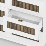 Rustic Farmhouse Style Wooden Dresser with 6 Drawers, Storage Cabinet for Bedroom with Metal WF530908AAK