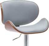 Modern Contemporary Swivel Walnut Bentwood Lift Adjustable Height Bar Stool with Curved Seat and B347P352940