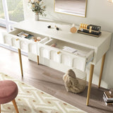 Modern metal leg double drawer dressing table, combining high-quality wood and metal, simple style, W2565P248233