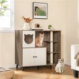 ZNTS Cat Litter box with Cat scratching post, Cat Apartment, Cat House, locker 88610669