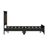 Farmhouse Wooden Platform Queen Size Bed, Modern Platform Bed with Wooden Strip Decoration, Plywood WF530906AAB