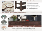 Retro Design Console Table with Two Open Shelves, Pine Solid Wood Frame and Legs for Living Room 20760621
