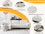 218*141*87cm Burlap Diamond Electroplated Gold Trident Legs Three Seats With Footstool Indoor 29311242